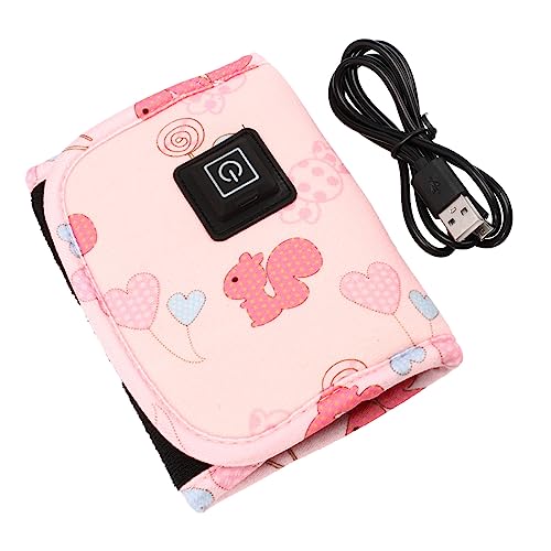 COOPHYA 1 Pc calentador de botellas bebés portátil matraz pequeño más cálido cargador usb carregador usb cable usb calentador de biberones funda para biberón Terciopelo compuesto rosa