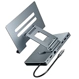 Jazuaiao Anpassung USB C Dockingstation Ständer 100-W Stromversorgung Aluminiumhalterung Ethernet 3, 5-mm Ausgang Faltbare Basis Typ C drehbarer Ständer Dockingstation