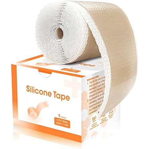 Carbou Silicone Scar Sheets (1.6"x 60"Roll) Medical Silicone Scar Tape Roll,Easy-Tear Soft Silicone Tape for Scars Removal,Reusable Painless Silicone Sheets for Surgery Scars, C-Section, Burn, Keloid Cover