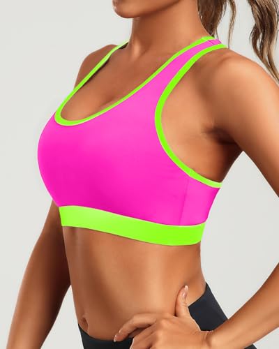 Image of Holipick Women's Sports Bra Bikini Tops Racerback Swim Top Scoop Neck Bathing Suits Top Modest Padded Crop Tops Swimsuit Only