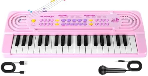 Elektronische Keyboard Kinder ab 3 4 5 6 7 8 Klavier mit Mikrofon, Multifunktions Kinder Musikinstrumente Spielzeug, Tragbare Keyboard Musikspielzeug