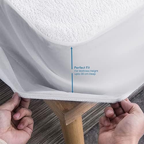 Charms Trend Waterproof Mattress Protector Super King Size 100% Cotton Terry Towel - Extra Deep Fitted Bed Cover-Ultra Soft, Anti-Allergy, Moisture Wicking, Machine Washable Super King (183x200+30cm)