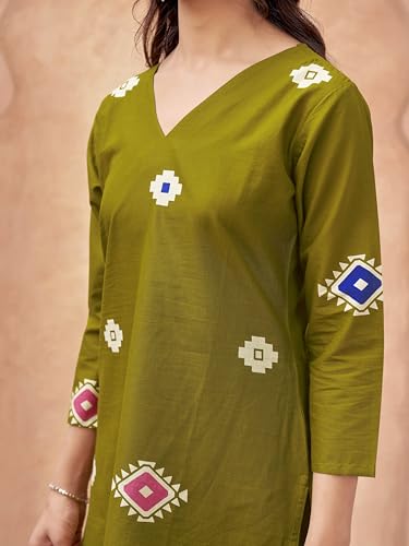 Image of Womanista Women Printed Cotton Kurta Set for Woman | Jaipur Coord Set | Farshi Salwar Suit