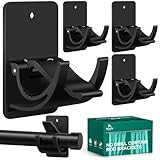 Xemichy No Drill Curtain Rod Brackets, 4 PCS Self Adhesive Curtain Hooks 20lb, Nail Free Adjustable Curtain Rod Holders Rental Friendly for Apartment, Kitchen, Bathroom, Dorm & Living Room