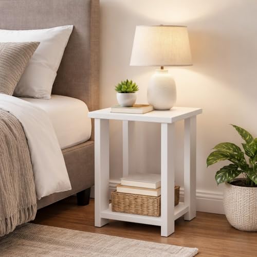 Image of SPYDER CRAFT Exotic Wood Bedside Table for Bedroom|Wooden Modern Side Tables for Bedroom|Side Table for Bed Room|Corner Table for Bed Room (Finish Color -Noce Lyon, DIY(Do-It-Yourself))