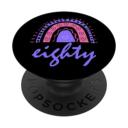 80 cumpleaños arco iris de ochenta años para mujeres 80 cumpleaños PopSockets PopGrip Intercambiable