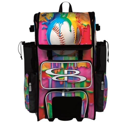 Boombah Rolling Superpack Baseball/Softball Gear Bag - Telescopic Handle - Holds 4 Bats - Wheeled Version - Baseball Slide Multi