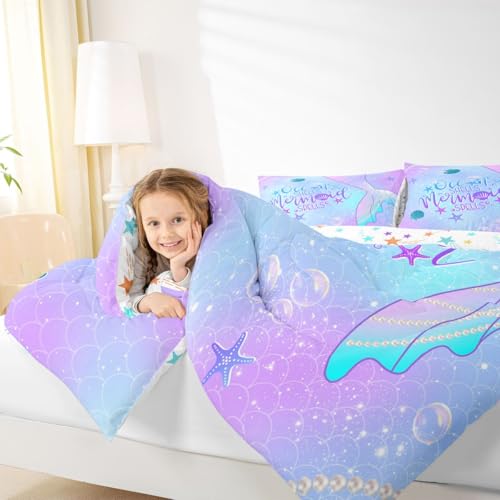 Image of Feelyou Mermaid Bedding Set Toddler Size Bedding Set for Kids