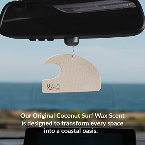 Image of ulu Lagoon Hanging Car Air Freshener | Tropical Beach Coconut Surf Wax Scent Mini Wave | Long Lasting Car Freshener, Closet and Beyond | Made In USA | 3 Pack (White)
