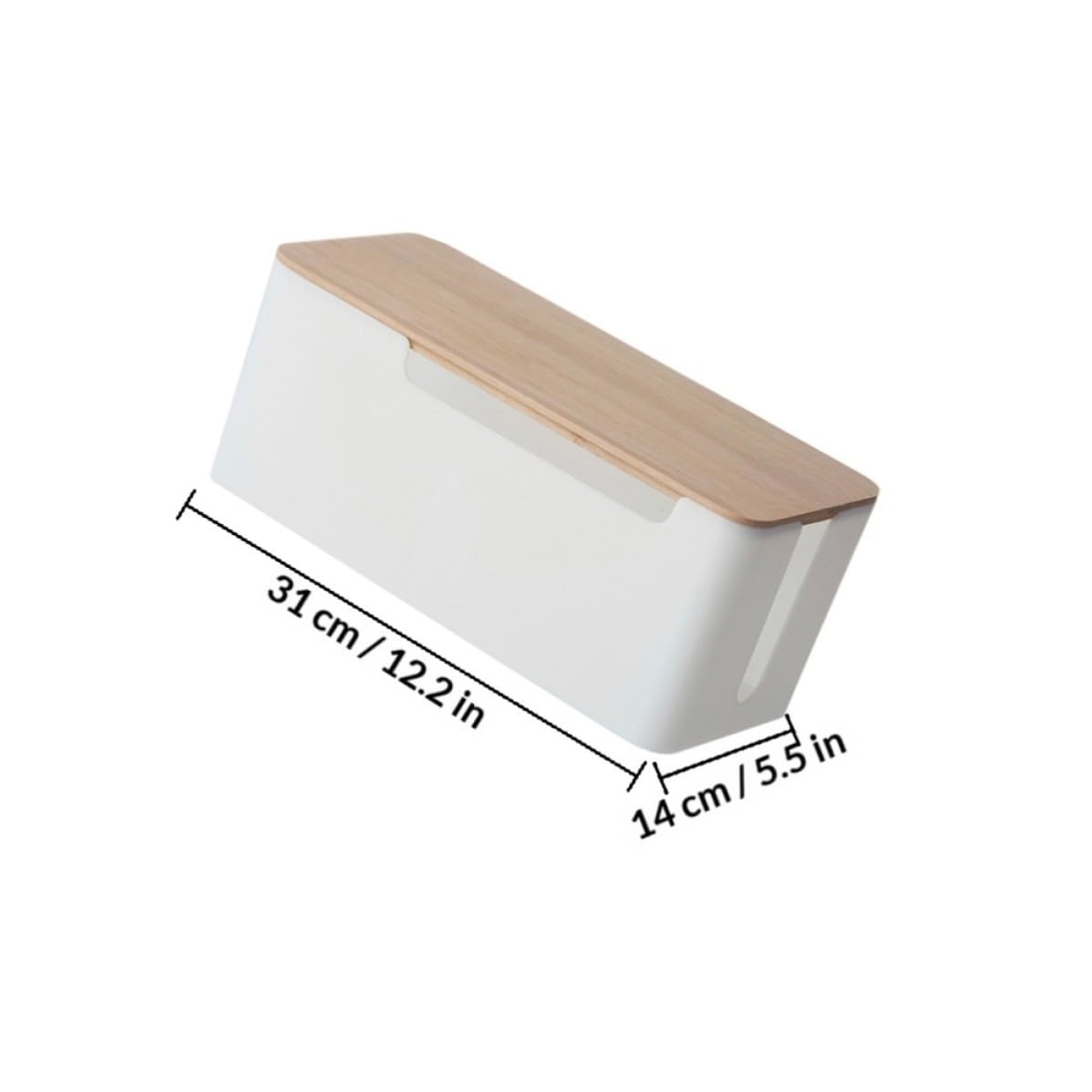 Caja Organizadora de Cables Tapa de Bambú para Regletas