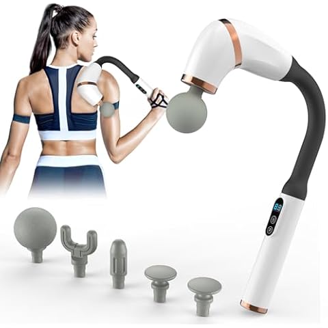Massage Gun with Upgraded Extended Handle, U-Shaped Back Massager for Pain Relief Deep Tissue with 6 Massage Heads, Massage Gun Deep Tissue with LED Screen, 3 Modes & 6 Speed Levels Cover