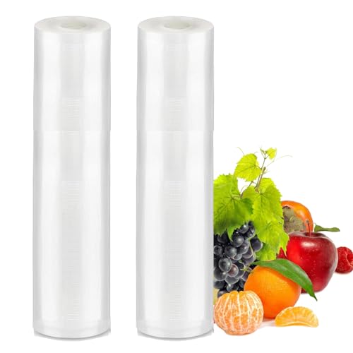 JMYDecor Sacchetti per Sottovuoto,Rotoli sottovuoto per alimenti, Riutilizzabili,2 Rotoli 25x500cm Buste Rotoli Sottovuoto Alimenti