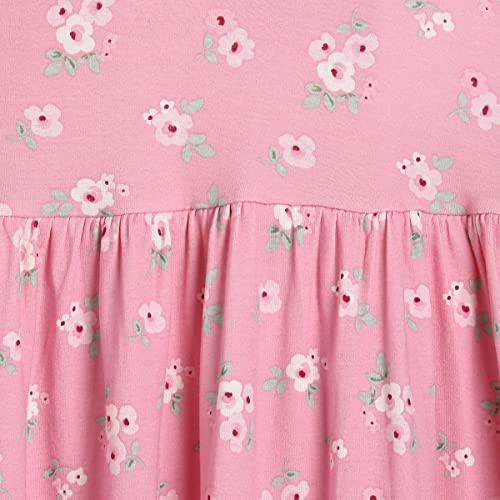 Image of miniklub Girls Round Neck Short Sleeve Knitted Cotton Dress (Pink Color)