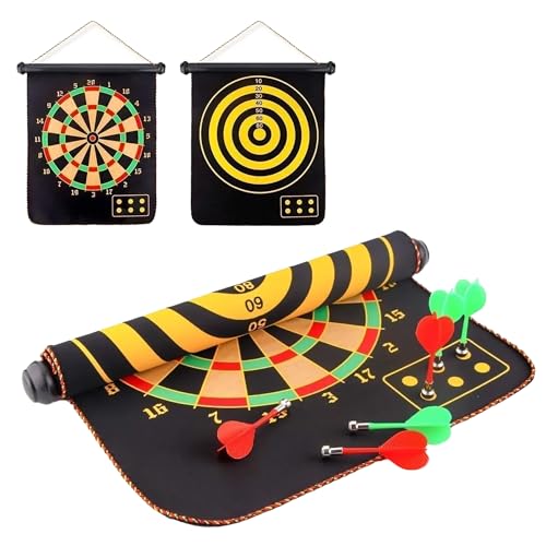 Manyetik Dart Tahtası Mıknatıslı 6 Ok Büyük Boy Çift Yönlü Hedef Oyunu Dartboard Duvara Zarar Vermeyen Oyun Seti