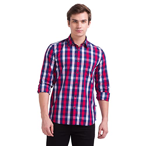Image of Parx Men's Full Sleeve Slim Fit Dark Blue Casual Shirt