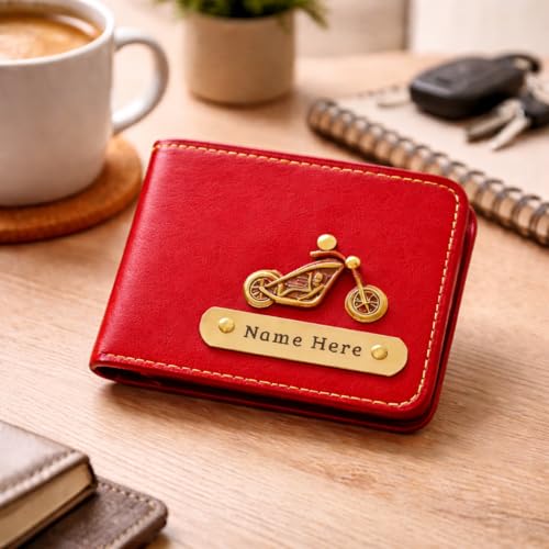Image of SCPmarts Premium Customized Wallet for Men with Name & Charm - Stylish Personalized Wallet with Multiple Card Slots & Durable Finish - Ideal Gift for Birthday, Anniversary (Red)