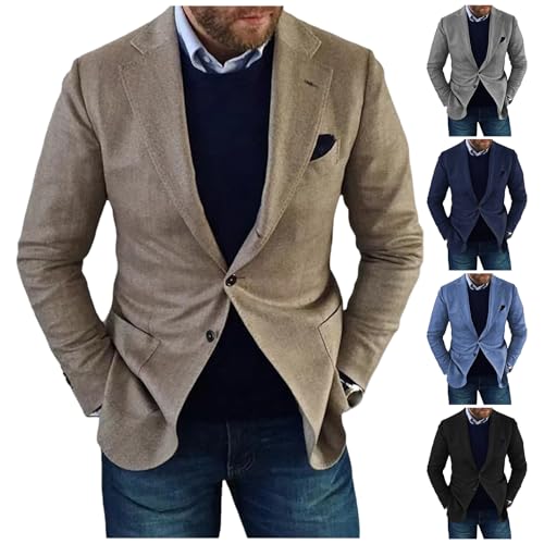 ZWRXW Mens Casual Blazer Two Buttons Long Sleeve Sport Coat Lightweight Slim Fit Suit Jacket Business Work Office Outwear3