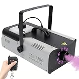 1500W DMX Nebelmaschine 2.5L-Tank für Nebelmaschine-Flüssigkeit 230V Nebelmaschinen 9 x 3W RGB+Mischfarben LED Bühnenlicht Rauch Nebelmaschine mit Fernsteuerung 1-10min-Aufwärmzeit 1.2m-Stromkabel
