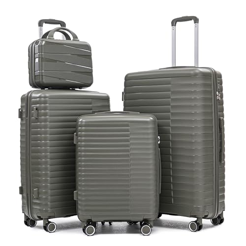 Image of Hardside 4 Luggage Sets, Lightweight Wave Suit Case with Spinner Wheels