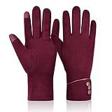 Femme Gants D'hiver Écran Tactile, Équitation Gants Garder au Chaud, Gants à Écran Tactile Gants D'extérieur Mode, Gants de Sport Running Étiré Texting Smartphone Conduite Gants Chaud Hiver (Rouge)