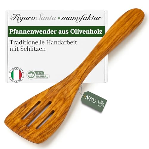 Figura Santa Pfannenwender Olivenholz - Handgefertigter Holz Küchenhelfer - Nachhaltig, robust & antibakteriell – Natürlicher Koch- und Servierlöffel aus Olivenholz (30...