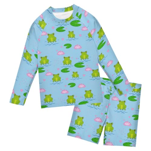 Cute Frog Toddlers and Baby Boys' Swimsuit Trunk and Rashguard Set B0404125