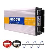 ,60V to 220V 50HZ,72V to 110V, Pure Sine Wave Inverter 8000W DC 12V 24V 48V 60V 72V to AC 110V 220V with 2 Socke Power Solar Car Inverter with LCD Display Power Converter
