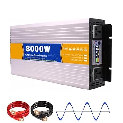 ,60V to 220V 50HZ,72V to 110V, Pure Sine Wave Inverter 8000W DC 12V 24V 48V 60V 72V to AC 110V 220V with 2 Socke Power Solar Car Inverter with LCD Display Power Converter