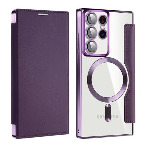 Chargement sans fil compatible avec cet étui portefeuille magnétique pour Samsung Galaxy S24 S23