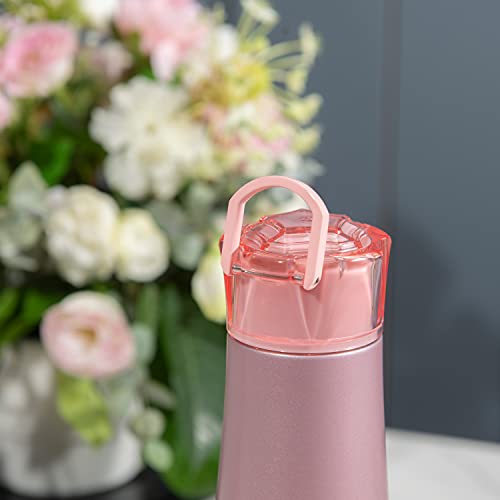 Image of Zak Designs 20 oz Jewel Vacuum Insulated 18 /8 Stainless Steel Water Bottle with Leak-Proof Lid, Keeps Cold and Fits In Car Cup Holders for Travel (20 oz, Pink Diamond)