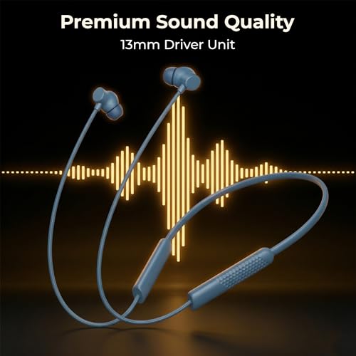 Image of Walta Bullet Z6 Wireless Bluetooth 5.4 Neckband Earphones with ENC Noise Cancellation, 13mm Bass Driver, Fast Charging Type-C, 20H Playback, Magnetic Earbuds, Sweat Resistant Headset with Mic (Blue)