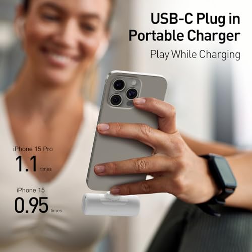 Image of iWALK Portable Charger for iPhone 15 /16 /17, Power Bank with Build-in USB C Connector, 4,500mAh Battery Pack Phone Charger for iPhone Series, Samsung S22 /23 /24 Series and Android, Pink
