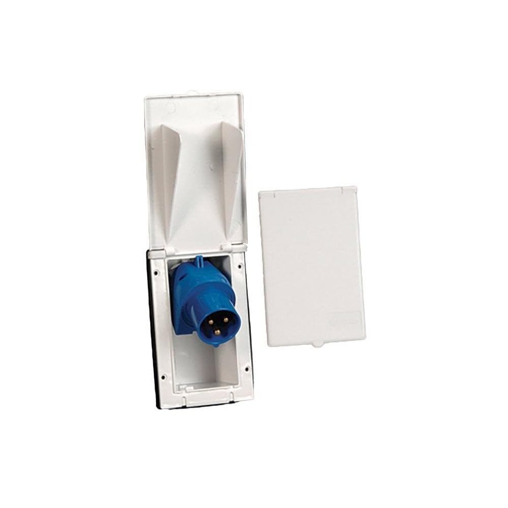 WHITE FLUSH FITTING 240V INLET CARAVAN MOTORHOME - PO114