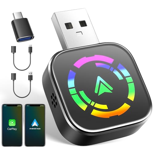 Adaptateur sans fil CarPlay et Android Auto 2-en-1 USB-C A pour voiture