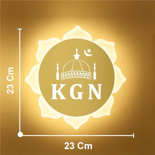 Image of KGN Islamic LED Wall Light | Flower Shape Acrylic Light for Home Decor | White + Warm White LED Wall Mounted Light for Living Room, Masjid, Namaz Corner | 23x23 cm