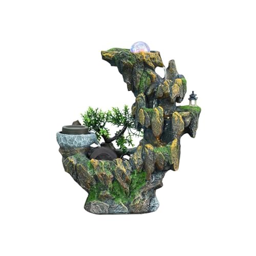 Fontaine de table cascade d'eau de rocaille et plantes pour bureau - 2