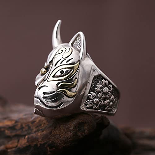 Silver Hannya Mask Ring for Men ~ Biker Heavy Ring ~ Sterling