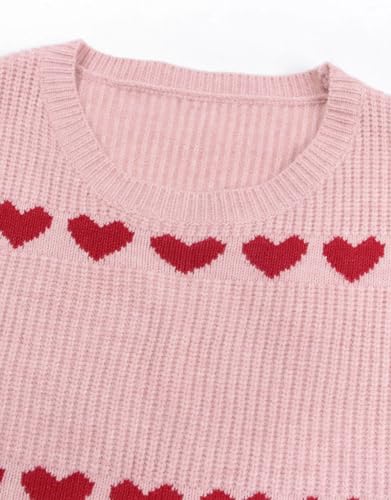 Image of Women's Pullover Sweaters Cute Multi-Hearts Knitted Casual Sweater