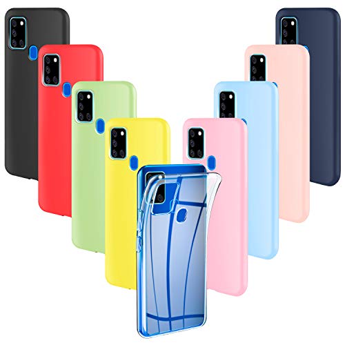 ivencase 9 u00d7 Funda Samsung Galaxy A21s, Carcasa Fina TPU Flexible Cover para Samsung Galaxy A21s (Rosa, Verde, Púrpura, Rosa Claro, Amarillo, Rojo, Azul Oscuro, Translúcido, Negro)