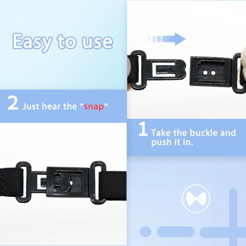 Image of LJBFNN Womens Bow Tie, Black Ribbon Bow Tie for Women, Clip on Adjustable Rhinestone Bowtie for School Uniforms Wedding