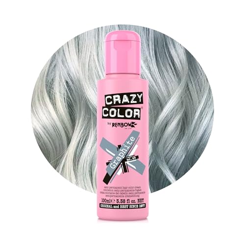Crazy Color Metallic Graphite Semi-Permanent Hair Dye. Highly Pigmented Silver Toner Conditioning & Oil Nourishing Vegan Formula | No Bleach or Ammonia | 100ml