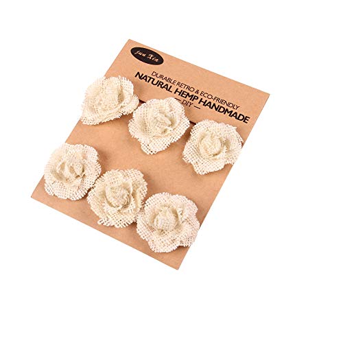 Junxia Natural 20 Pieces Mini Ivory Burlap Flowers for Wedding Party Decoration