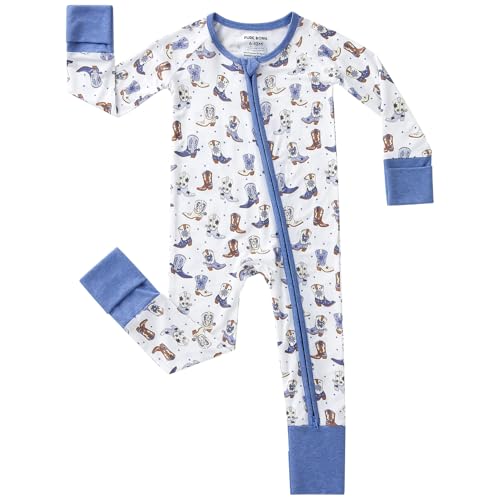 Image of pureborn Baby Infant Boys Girls Zipper Sleeper Snug Fit Viscose from Bamboo Pajamas 0-24 Months