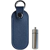 FUWAMORI 遺骨カプセル レザー調カバー 遺骨 ペンダント 保護ケース キーホルダー メモリアルペンダント 分骨 遺骨入れ 遺毛 遺骨カプセル アクセサリー 手元供養 (ネイビーブルー)