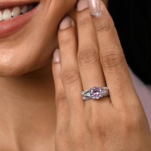 Image of Clara 925 Silver Jino Pink Solitaire Pendant Earrings Chain Ring for Women | Gift for Girl Girlfriend Wife | Rakhi Rakshabandhan Gift for Sister Bhabhi |Platinum Plated | Swiss Zirconia | Jewellery Set