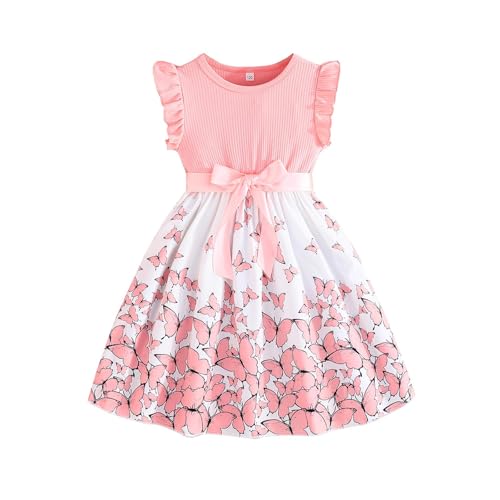 Kleid Mädchen Flatterärmel Kinder Sommer A-Linie Festliche...