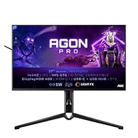 AOC Agon Pro AG274UXP - 27 Zoll UHD Gaming Monitor, 144 Hz, 1 ms, FreeSync, G-Sync Compatible, HDR600 (3840x2160, HDMI 2.1, DisplayPort, USB-C, USB Hub) schwarz