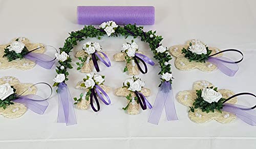 Der-kleine-Dekoladen Tischdeko Set lila Flieder Kommunion Konfirmation Tischband Ehrenplatz Cover