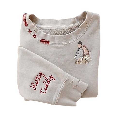 Custom Embroidered Hand Distressed Photo Sweatshirt Personalized Crew Neck Sweatshirt Design Your Own Text Pattern for Women Men