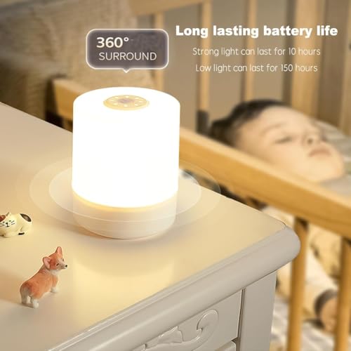 Image of Desidiya Touch Control LED Touch Bedside Night Light,Changing Dimmable Light for Kids,3 Colors LED Lamp with Warm White Lights,USB Rechargeable, Bedside Night Light, Soft Eye Caring